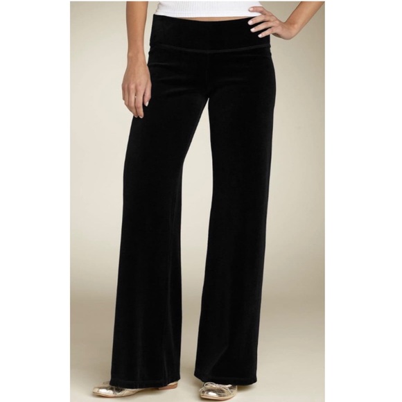 black velour wide leg trousers